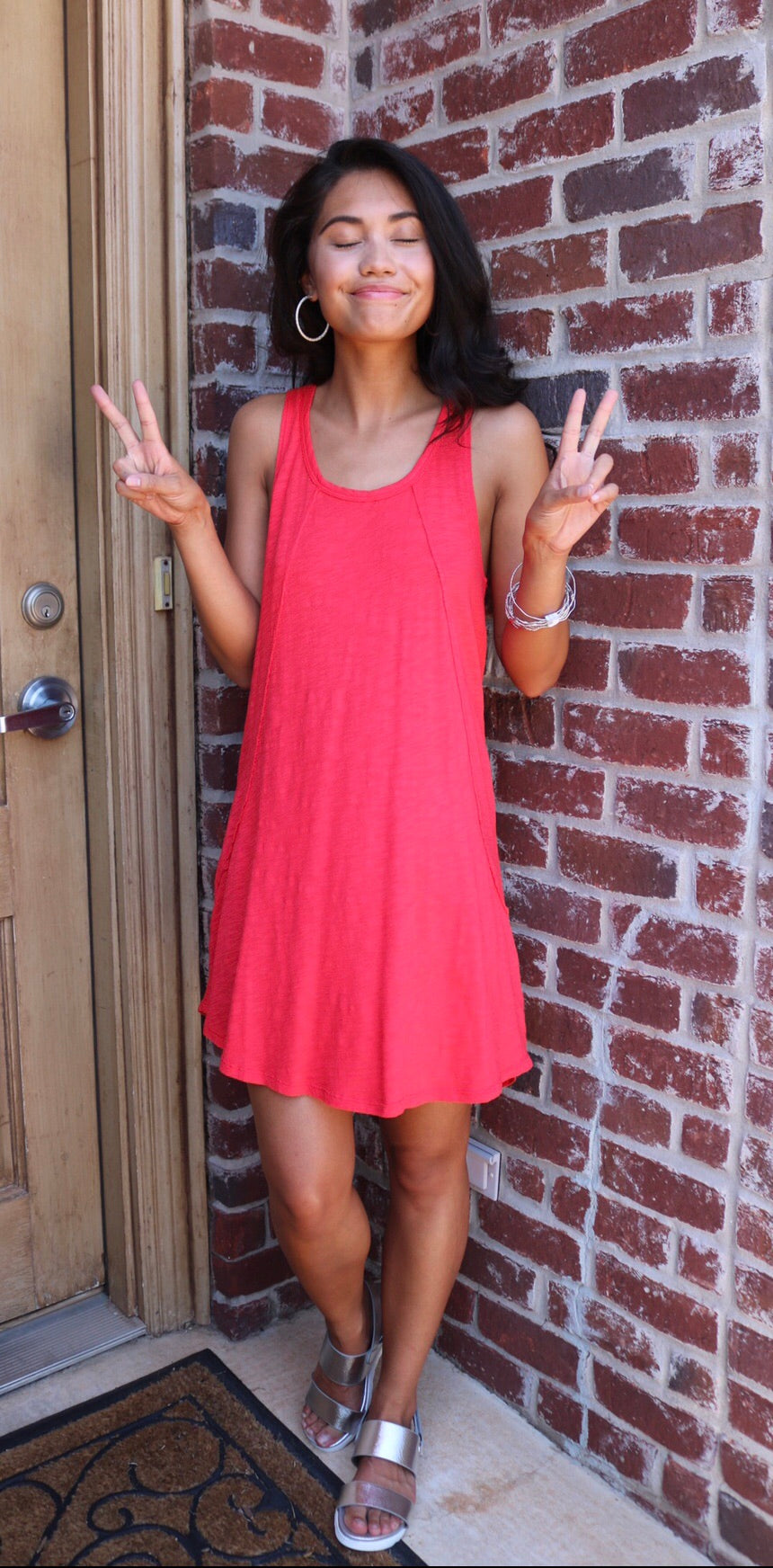 BOBI Slub Jersey TRUE GRIT RawSeam Detail ScoopHem Tank Dress