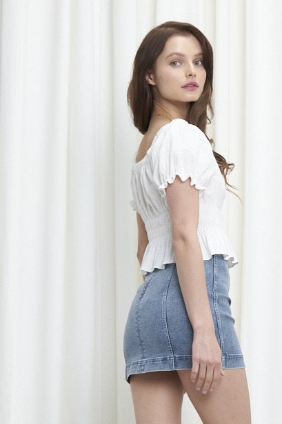 LEAGUE OffShoulder SmockWaist Top