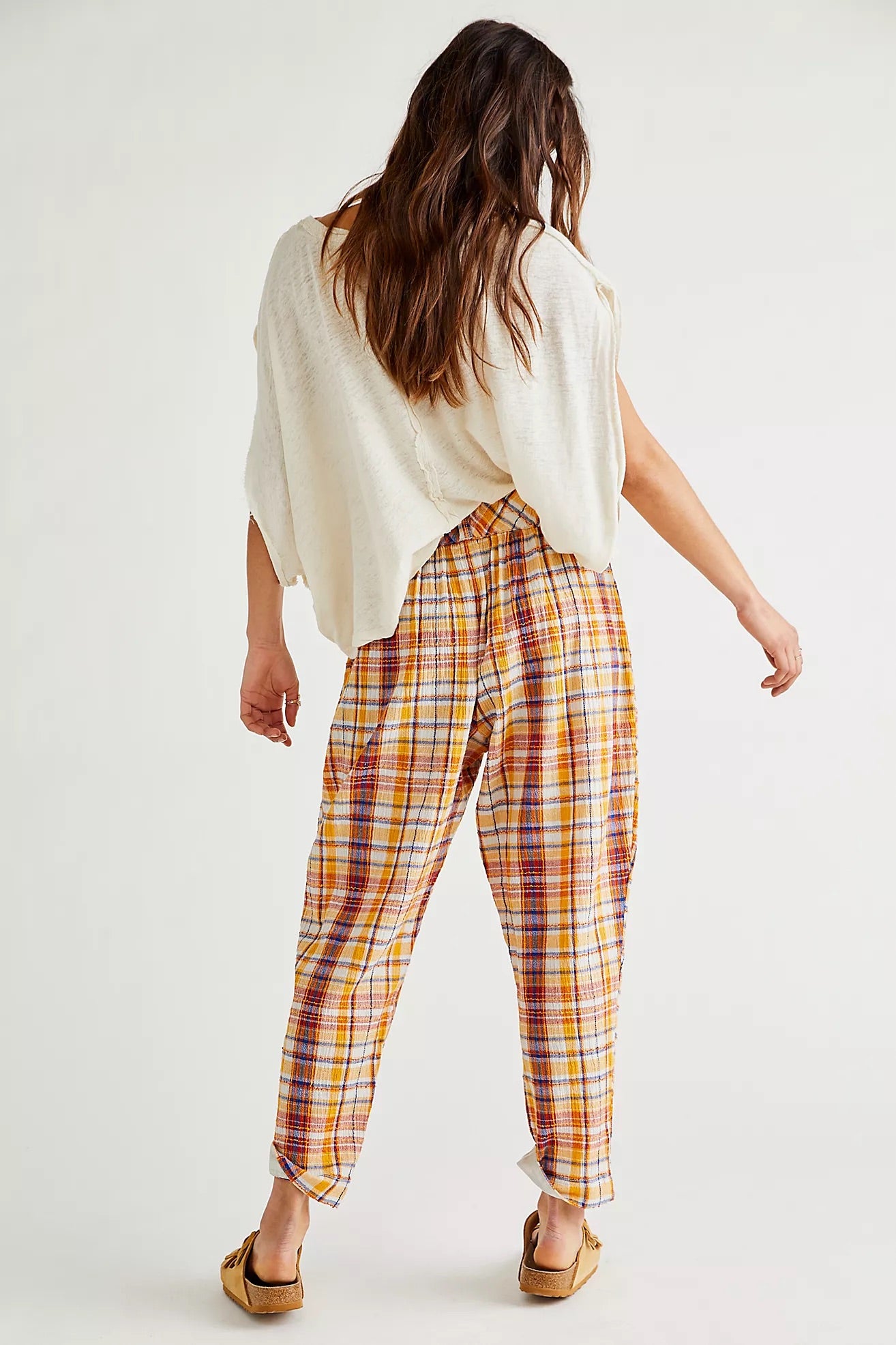 FREE PEOPLE Plaid MAKE A STAND Trousers