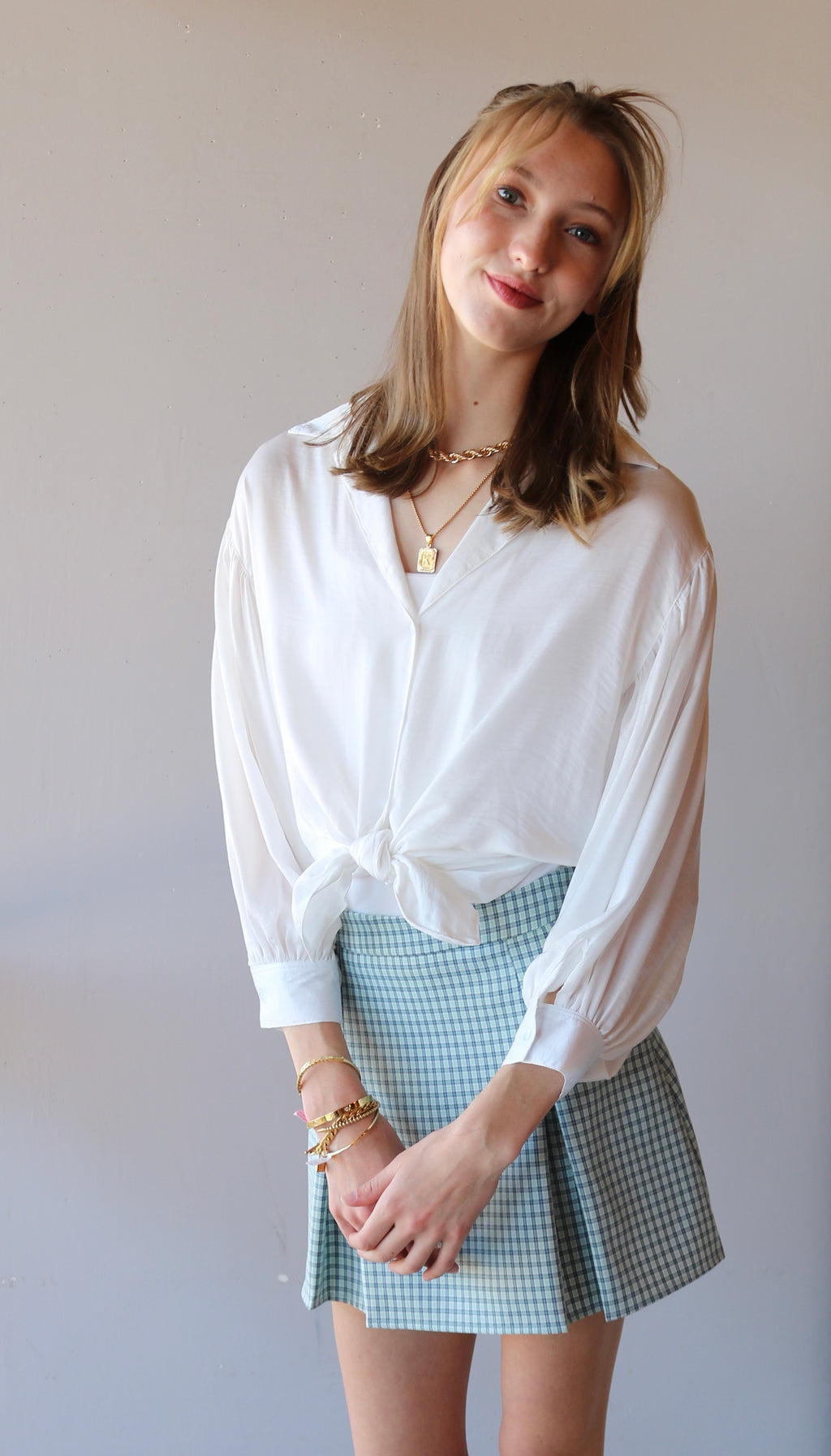 PREPPED Pleated Plaid Mini Skirt