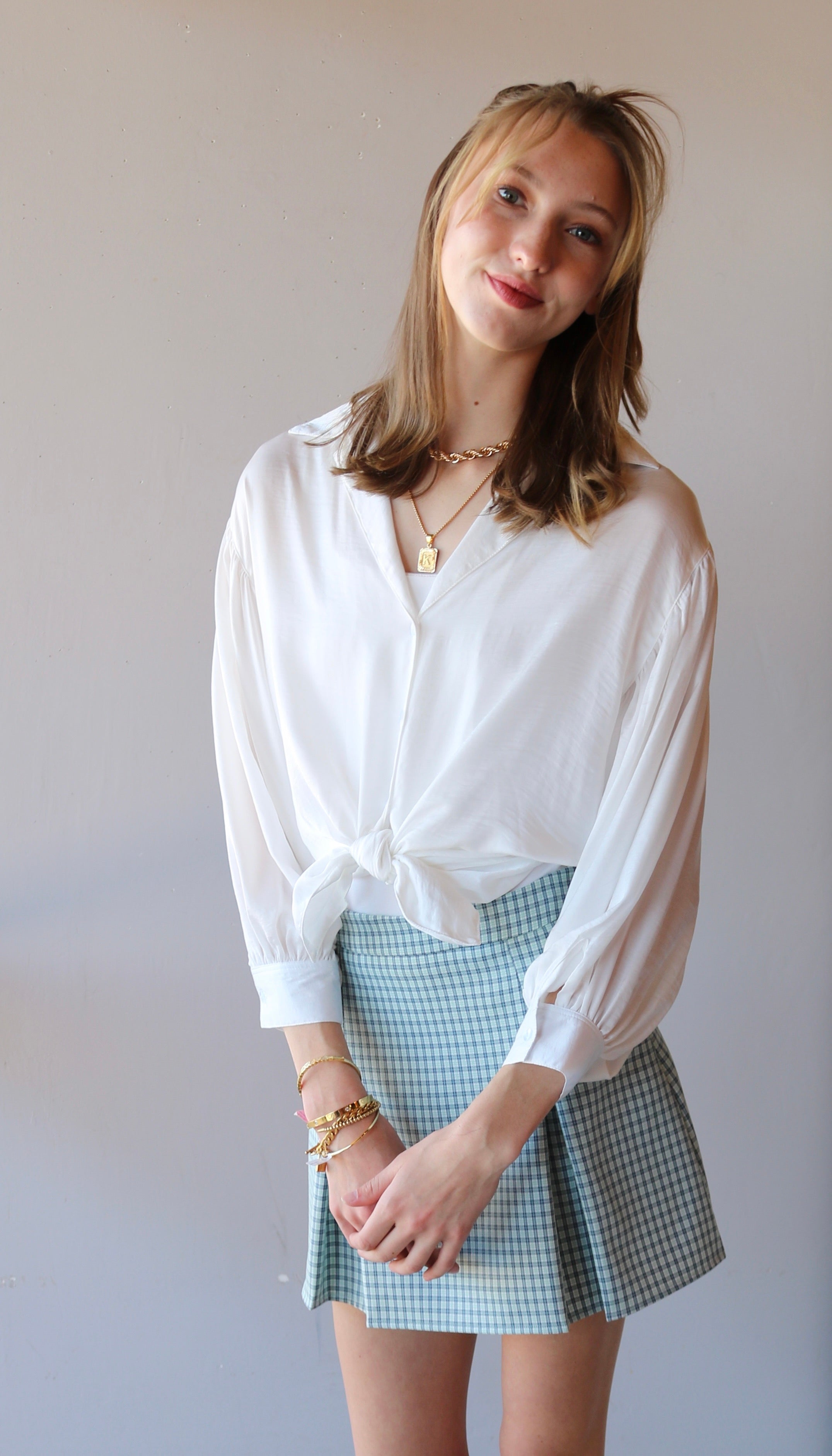 PREPPED Pleated Plaid Mini Skirt