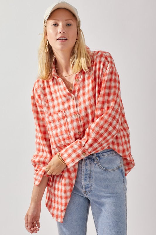 PACE Plaid Oversized Tunic Dress