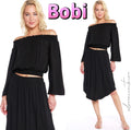 BOBI Beach Crepe PRISTINE Smock OffShoulder Top