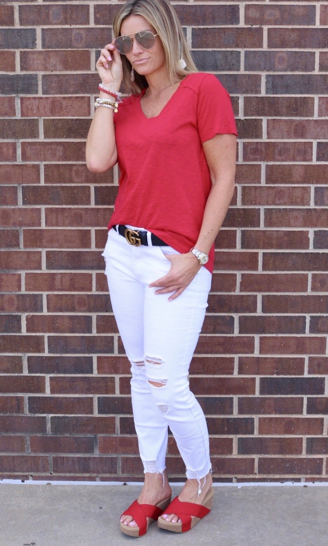 BOBI V-Neck BECK Slub Jersey HiLo Top