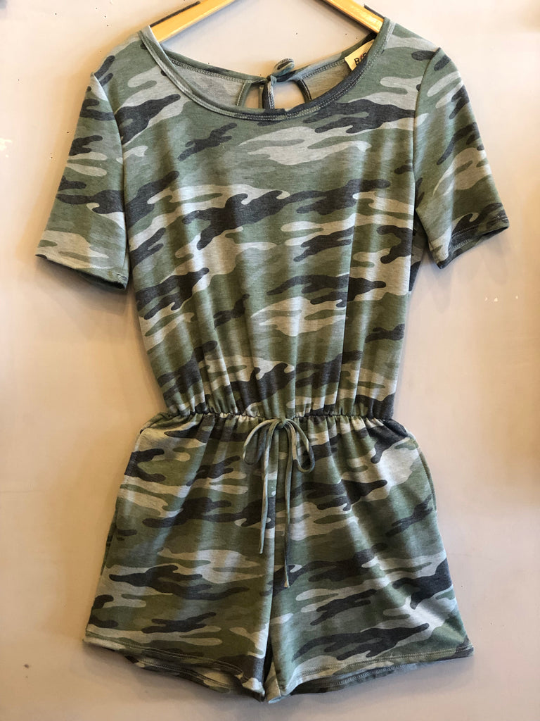 *Bibi REMINGTON Camo Tie Back Neck JerseyKnit Romper