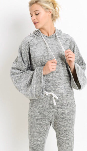 LOUNGING MarledKnit Supersoft BellSleeve Hoodie Top