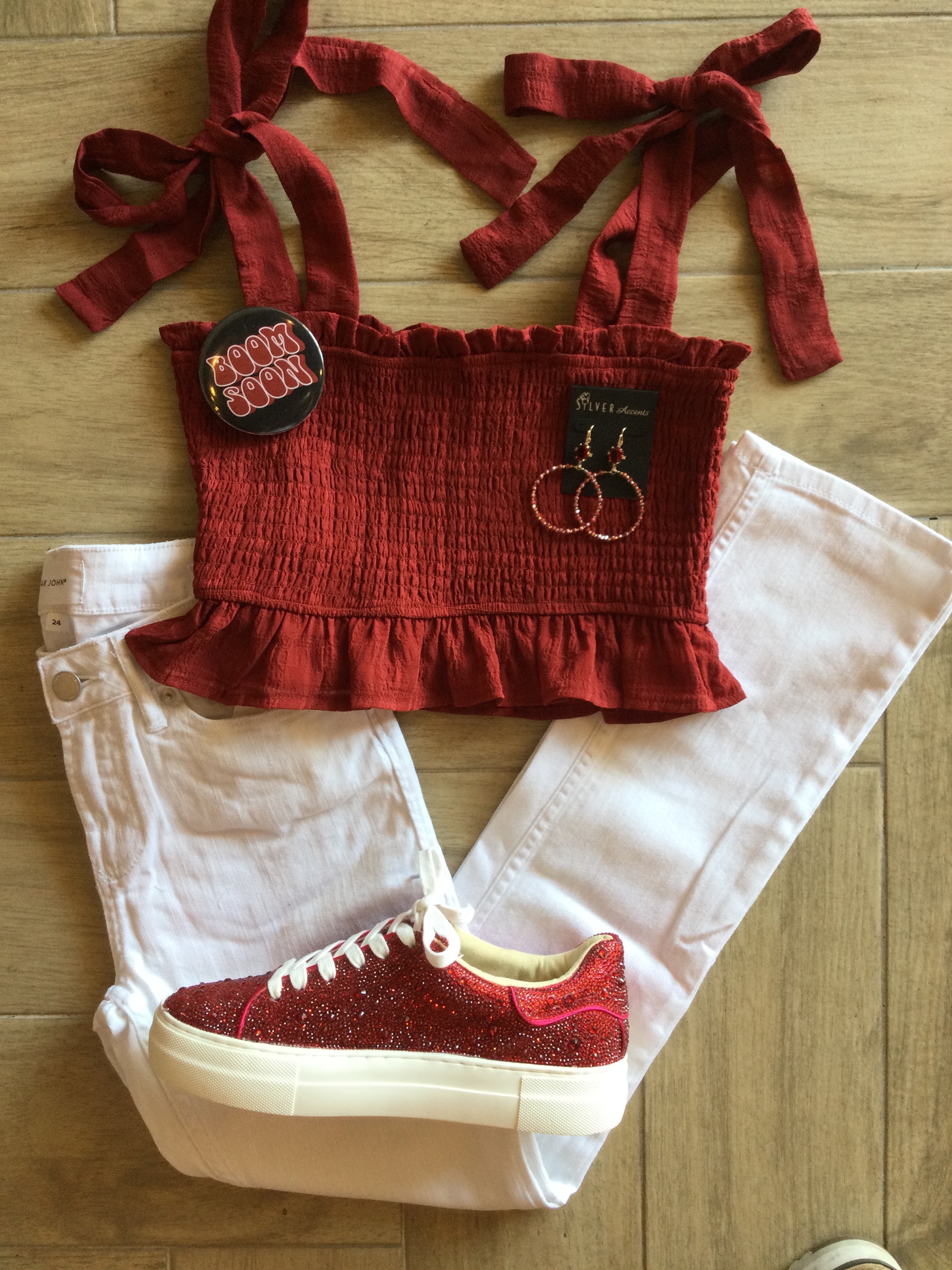 SmockedBust TAILGATER Ruffle Trim Top