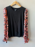 AVERY Contrast Floral Sleeve Sweater Top