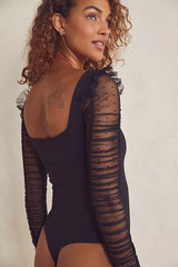 FREE PEOPLE Mesh Sleeve MUST BE LOVE Bodysuit