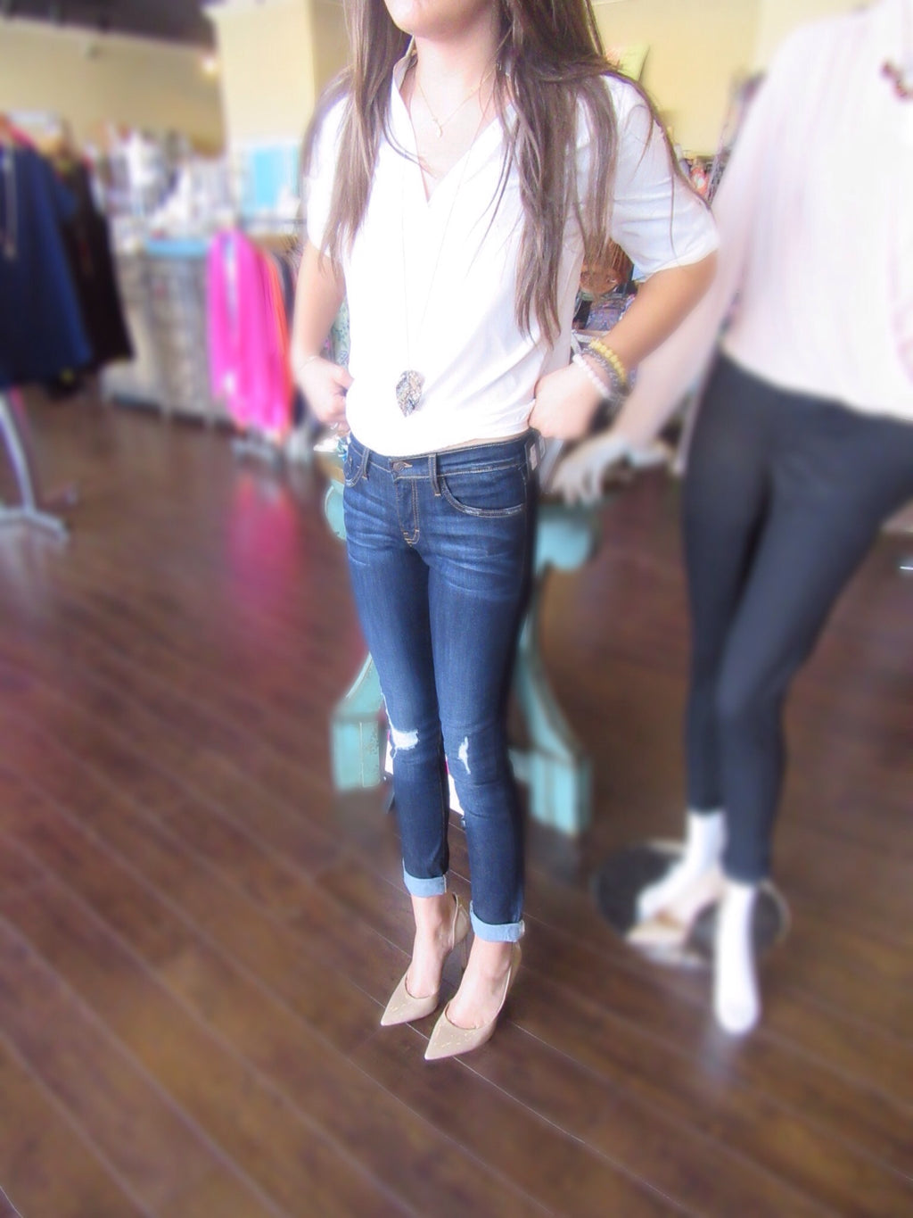 FLYING MONKEY Distressed DARK BLUE Boyfriend Jean