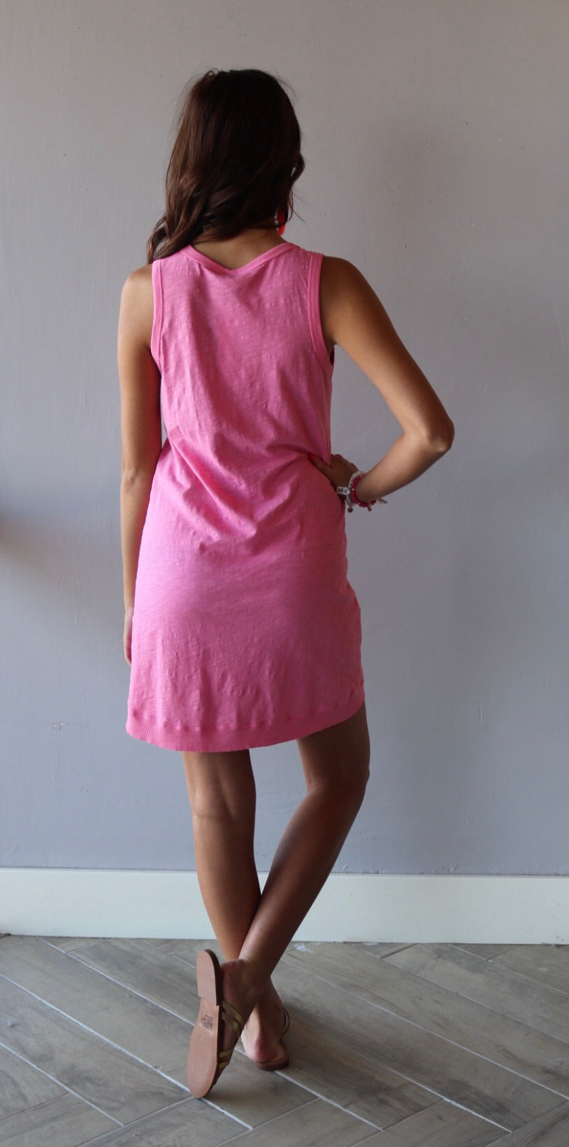 BOBI Slub Jersey V-Neck HORIZON StepHem Dress