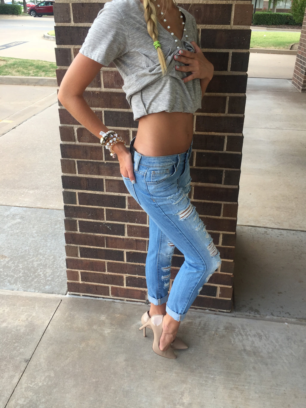 FLYING MONKEY Extreme Distressed BLUE WATERS Slim Boyfriend Jean