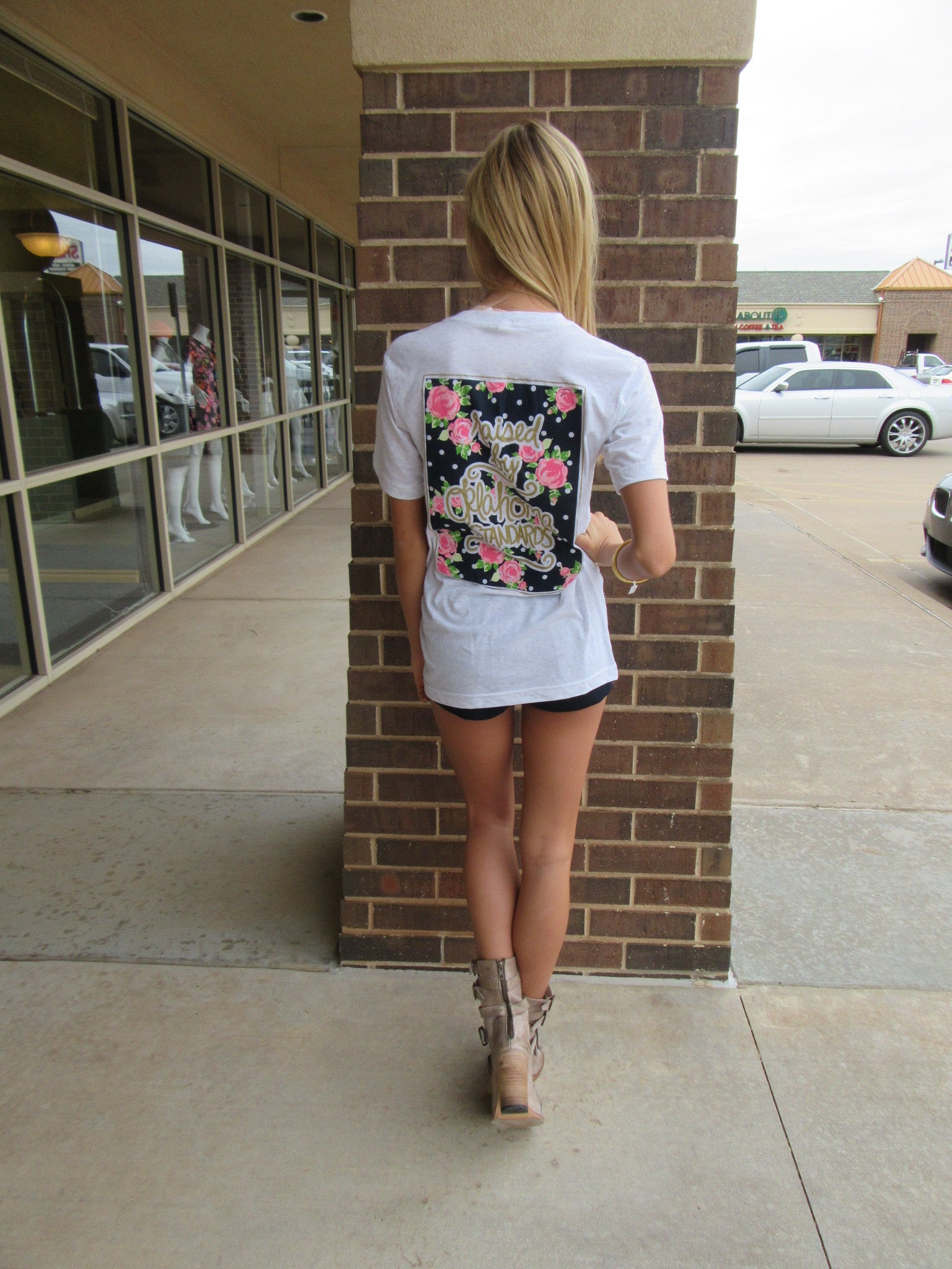 RAISED BY OKLAHOMA STANDARDS V-Neck Tee Top