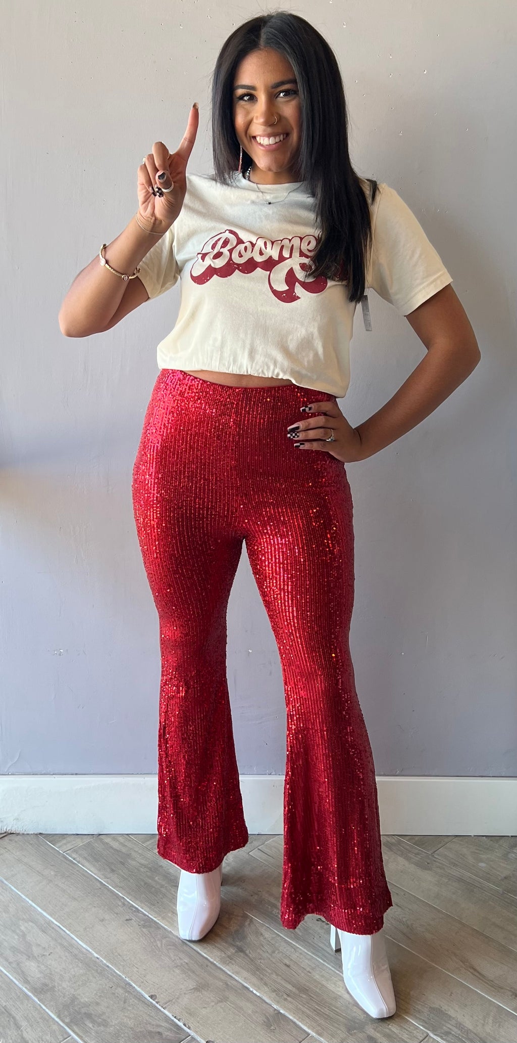 ATA GROOVY LOGO Crew~Neck Tee Top