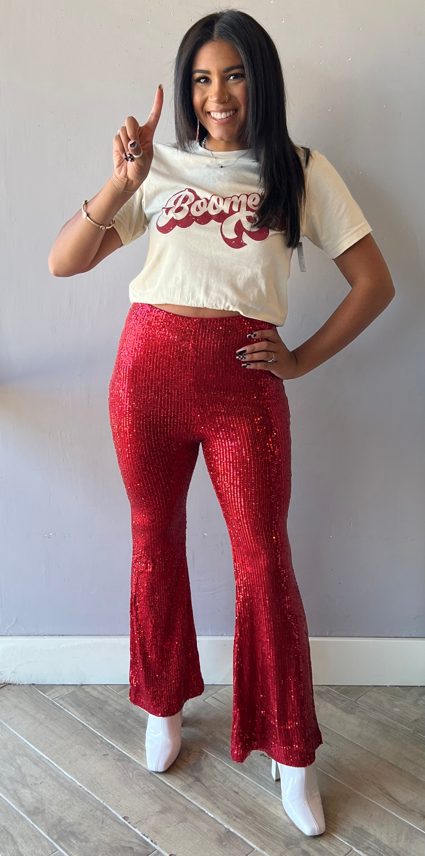 ATA GROOVY LOGO Crew~Neck Tee Top