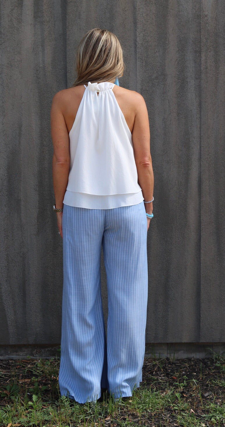 STRAIGHT TALK HiWaist Stripe Tulip Slit Lounge Pant