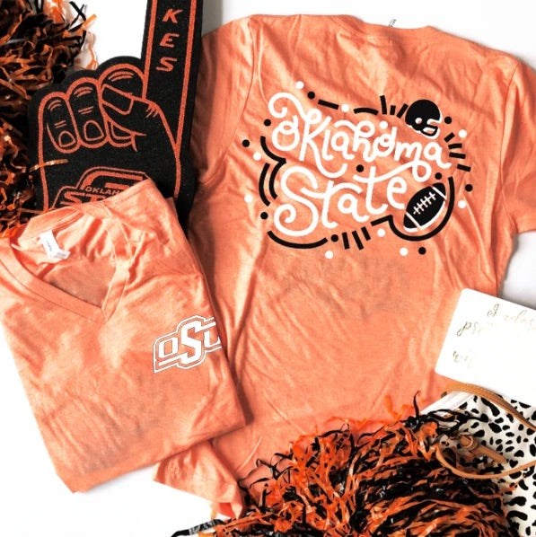 CJ TriBlend FOOTBALL & HELMET V-Neck Tee Top