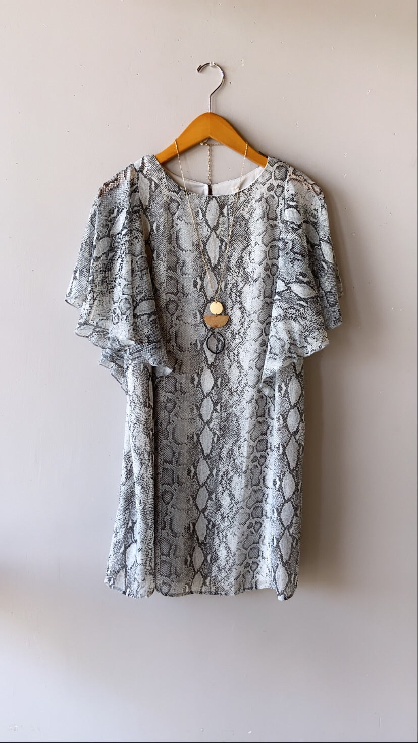 ALERT Python FlutterSleeve Chiffon Dress