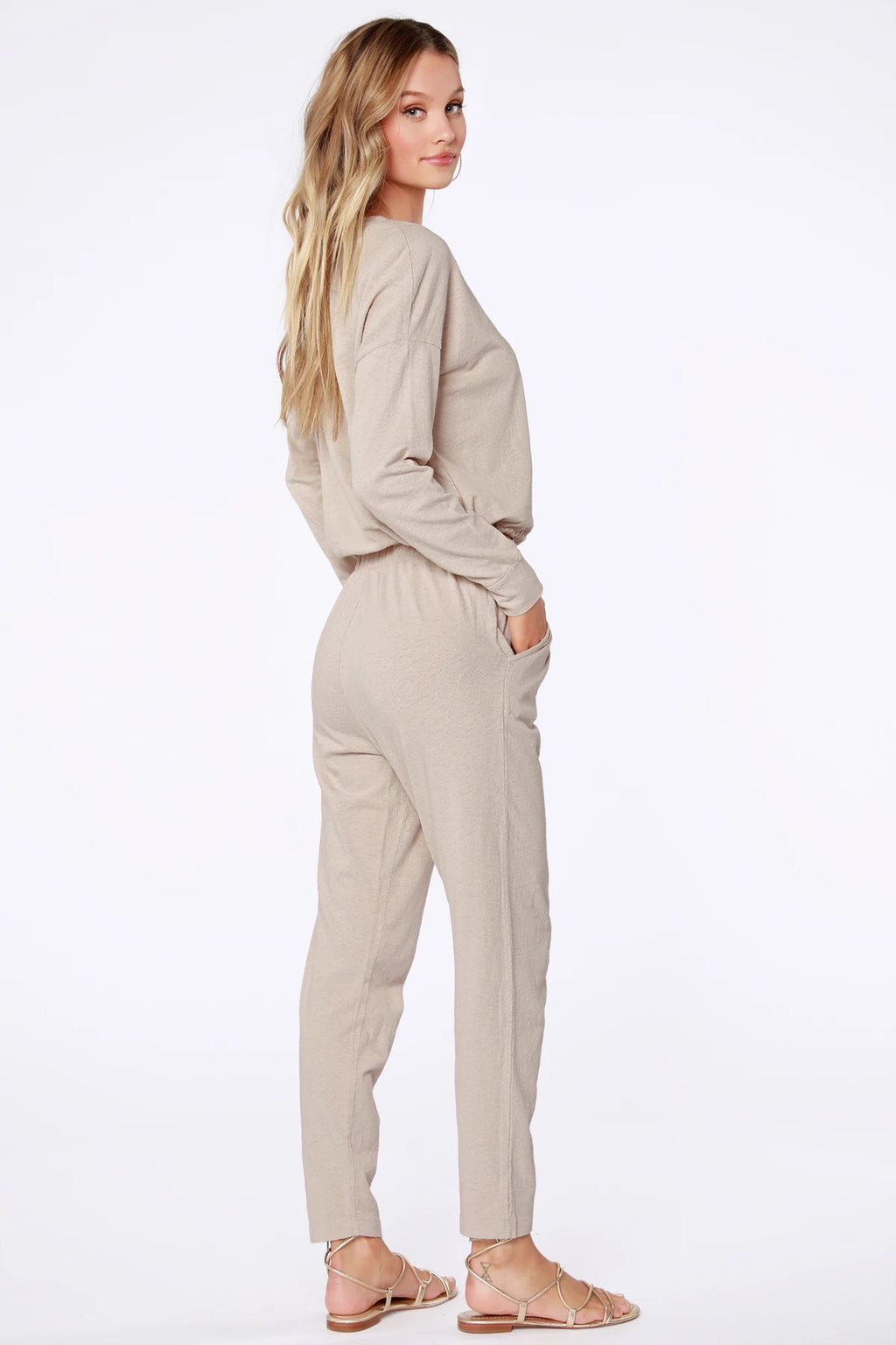 BOBI Sustainable Terry WHISTLE SlubKnit DrawString Hem Top