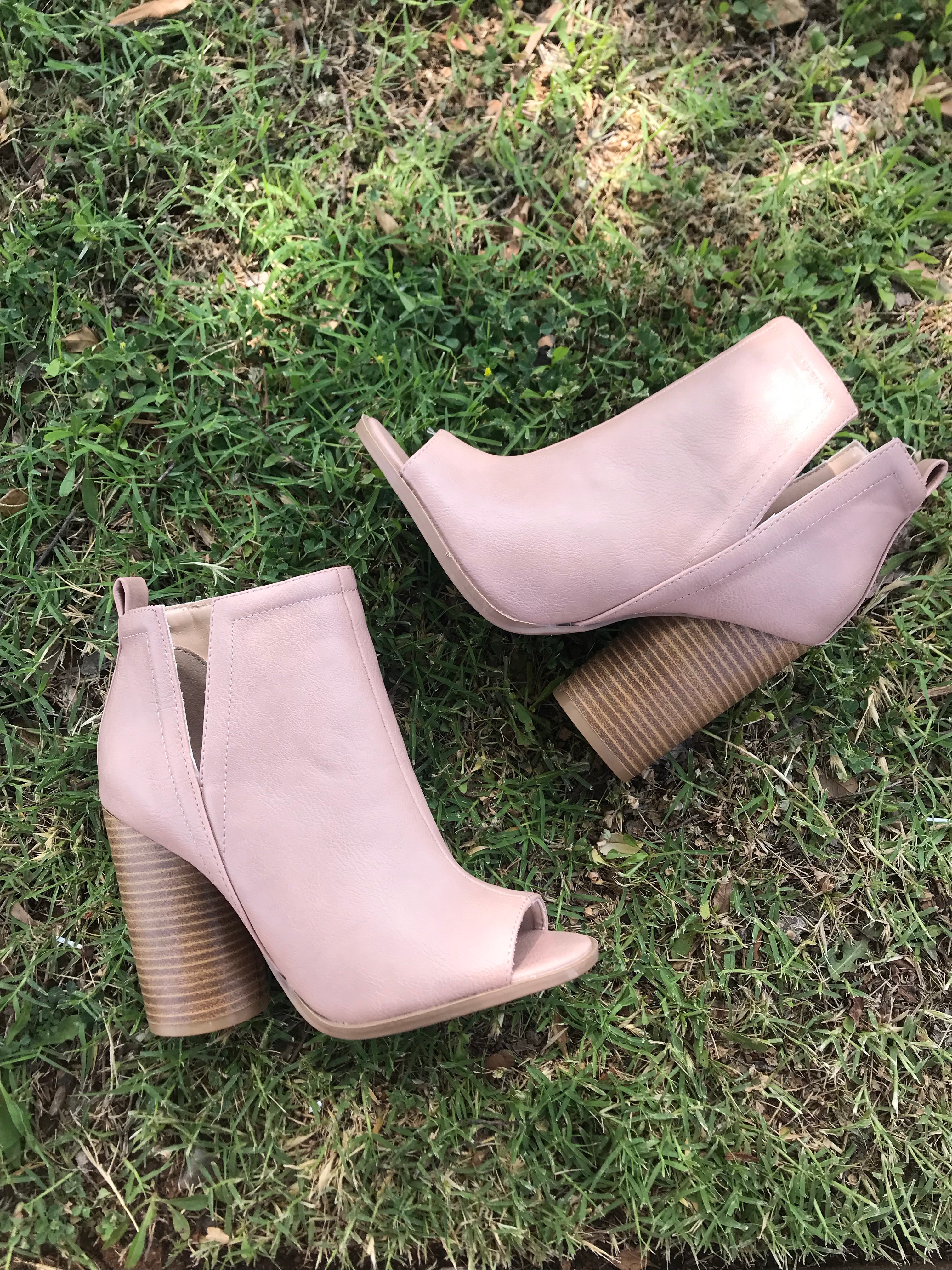 AVENUE Cutout Peeptoe Bootie Shoes