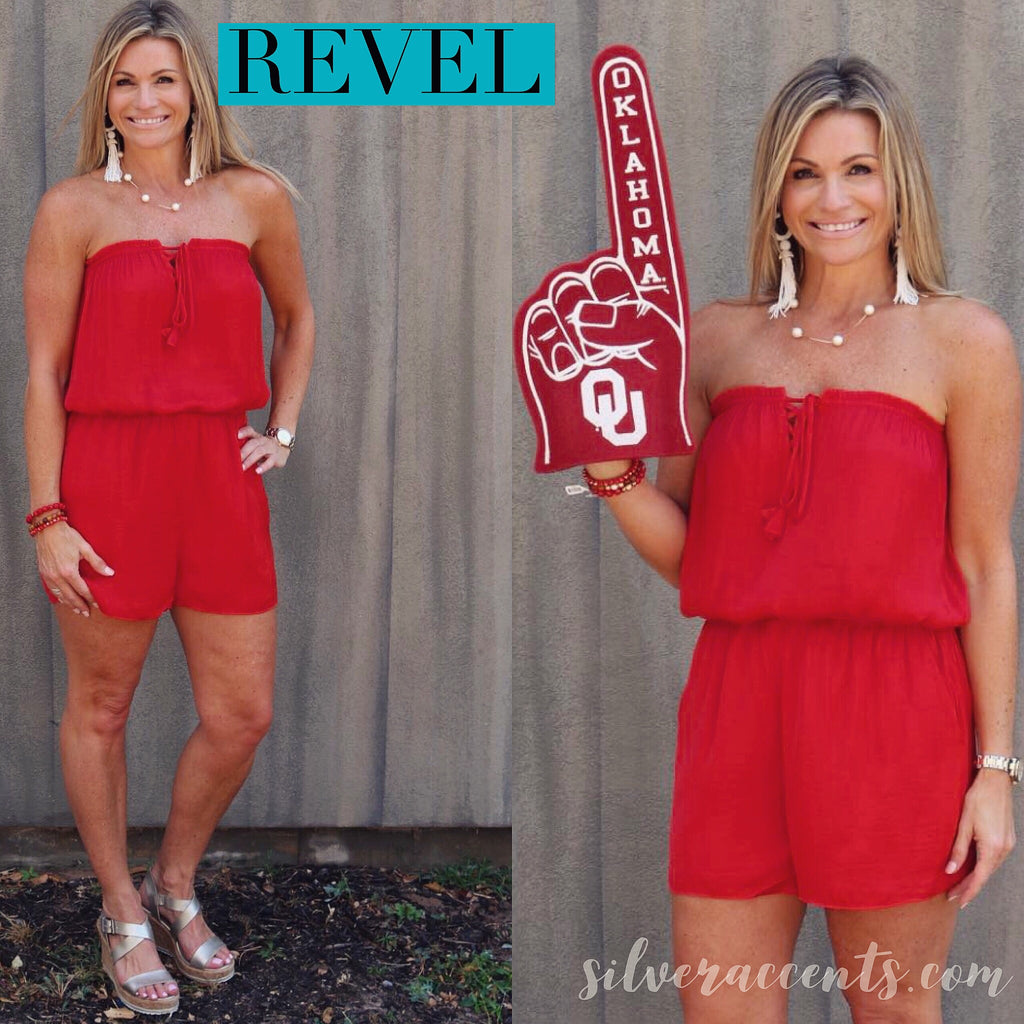 Naked Zebra REVEL Strapless TasselTie Satin Romper