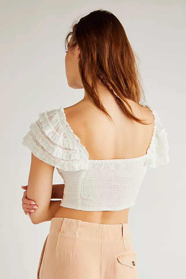 FREE PEOPLE Thank You Very Sweetly RuffleSleeve Top