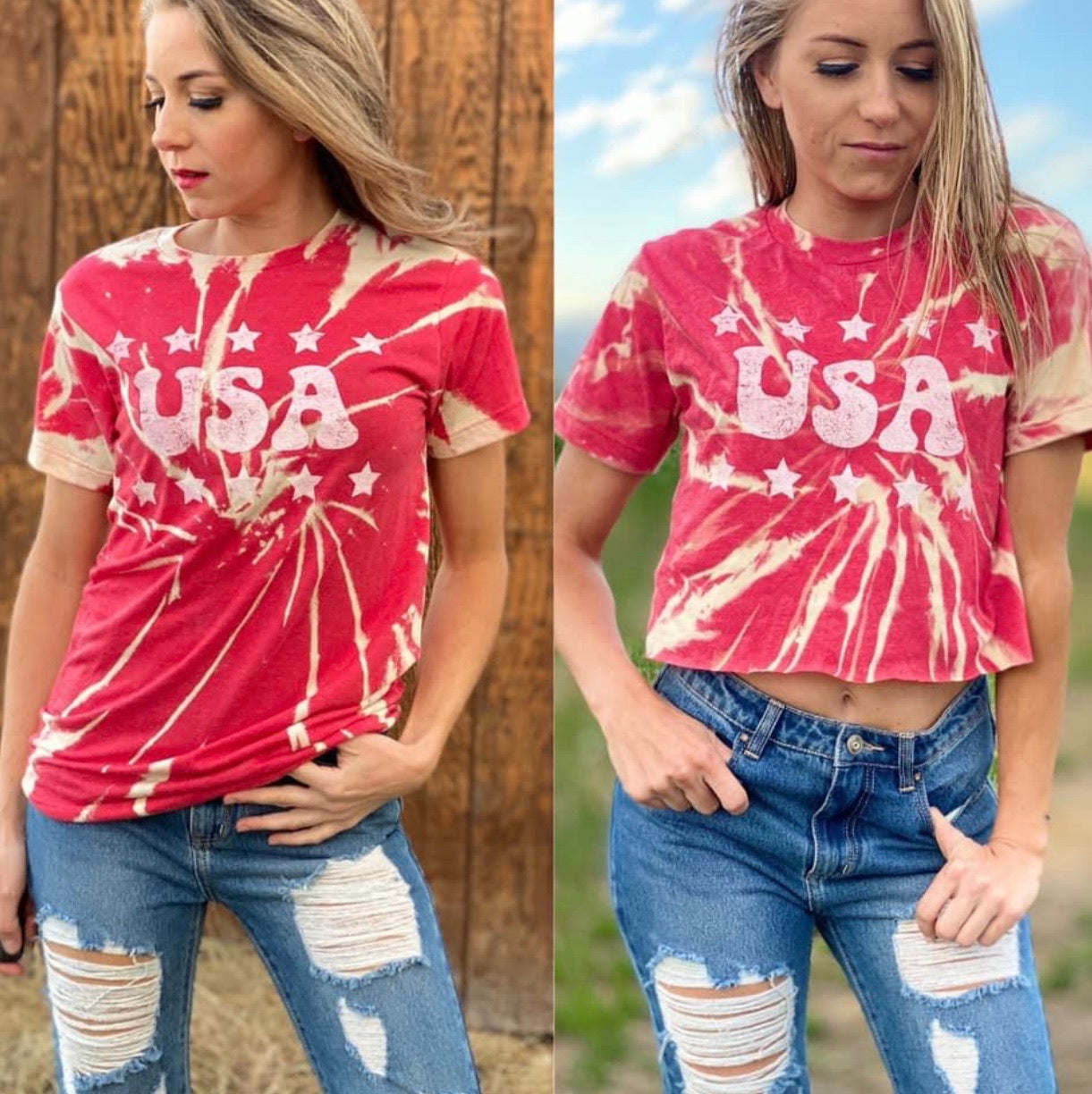 MH Patriotic Tie Dye Crop Tee