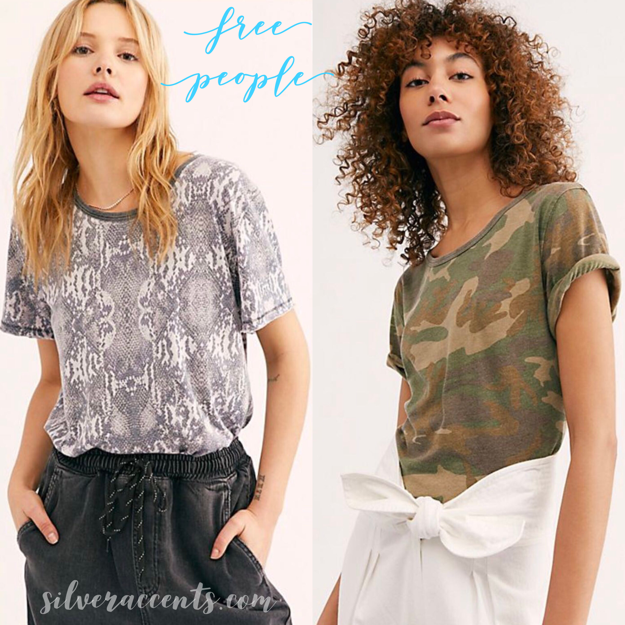 FREE PEOPLE Print TOURIST CrewNeck Tee Top