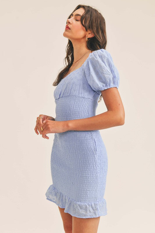 TRADITIONS Eyelet SquareNeck Smock Dress
