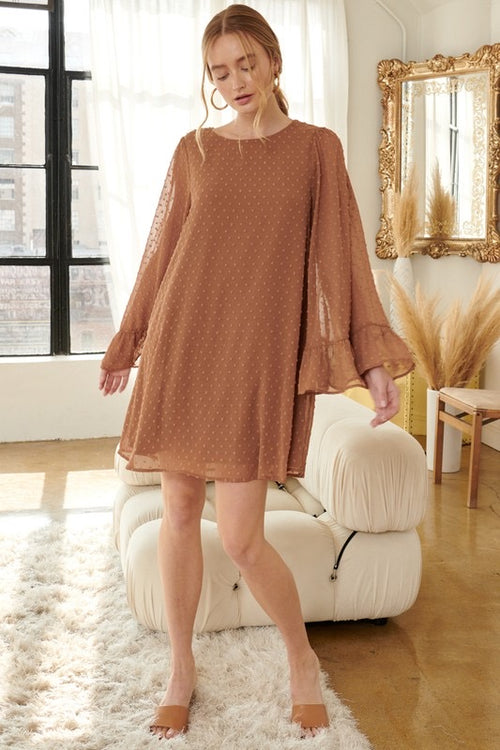 *SwissDot FINITE Ruffle Sleeve Dress