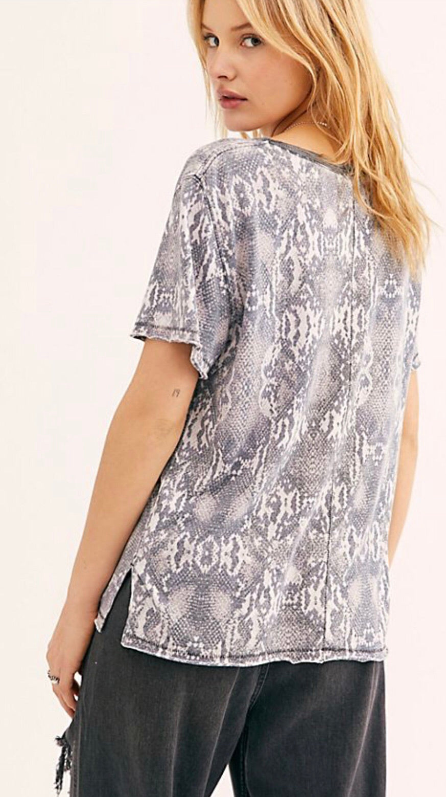 FREE PEOPLE Print TOURIST CrewNeck Tee Top