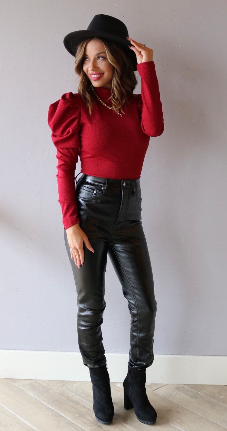 EXPO PuffSleeve MockNeck Bodysuit