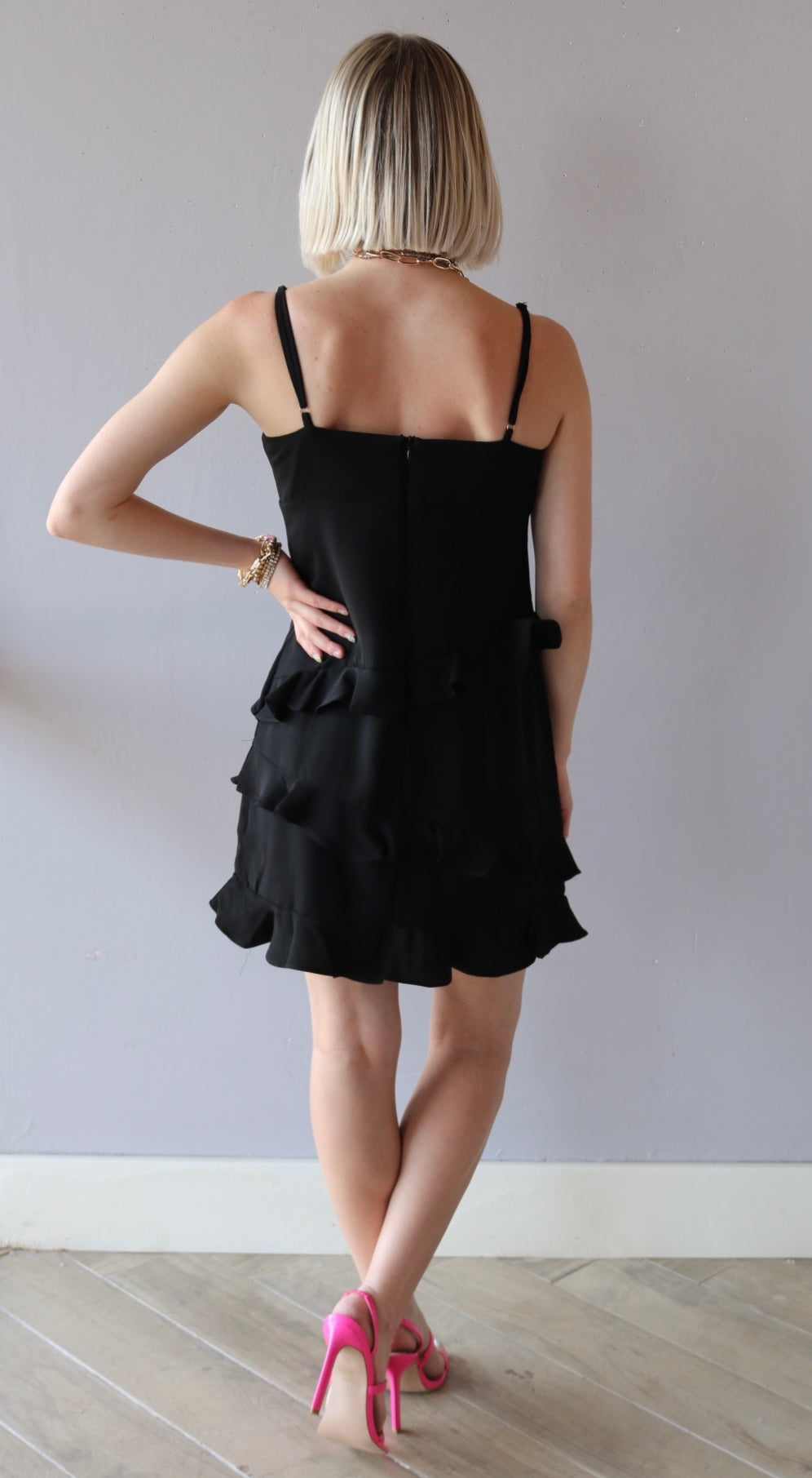 Asymmetrical Ruffle MANTRA Spaghetti Strap Dress