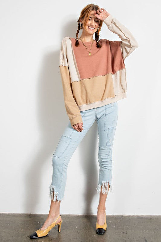 PERCH ColorBlock Stitch Detail Top