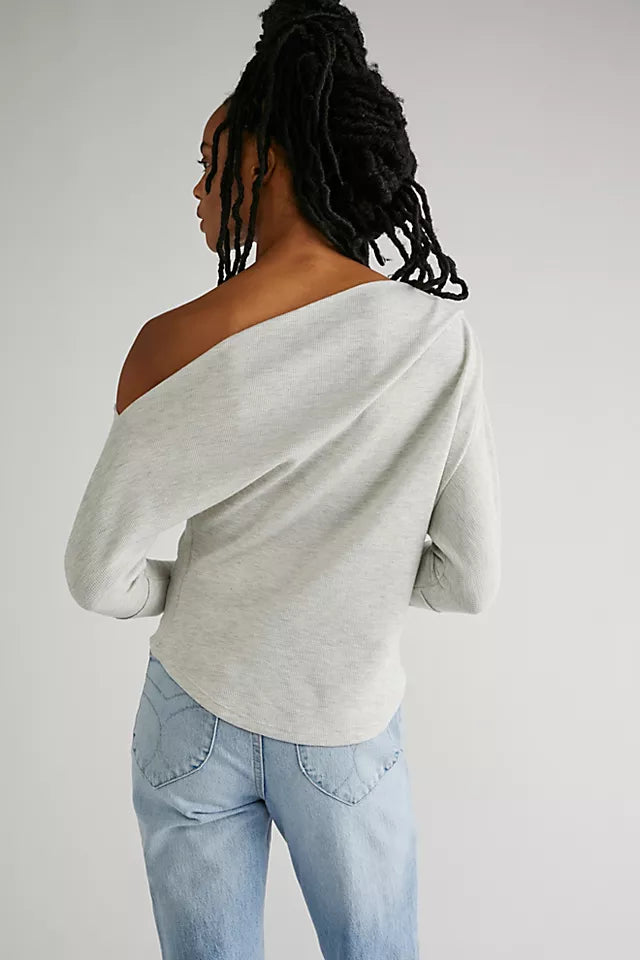 FREE PEOPLE Thermal FUJI OffShoulder Top w/Thumbholes