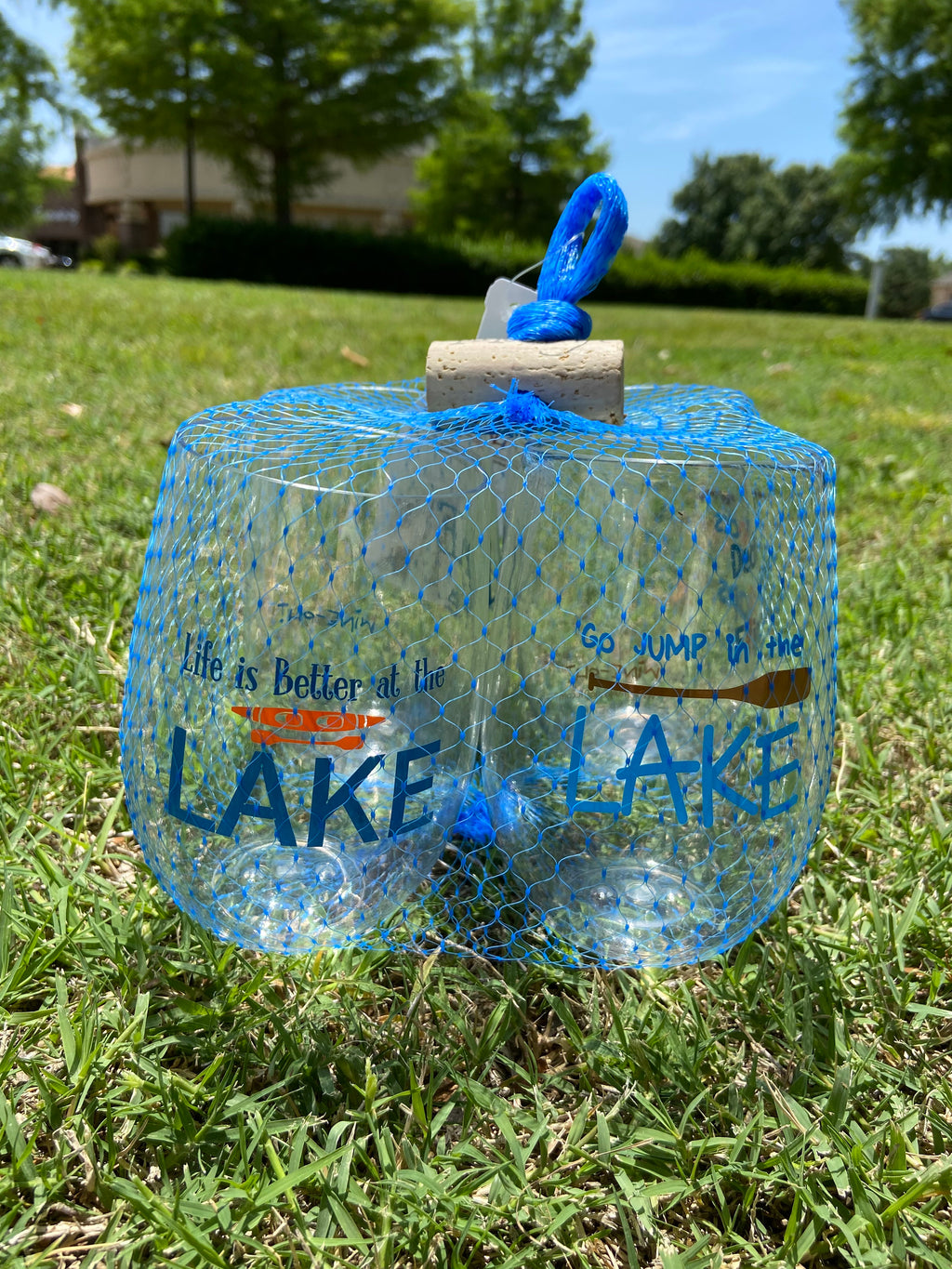 4 PACK Designer Shatterproof Logo Stemless Wine Glasses