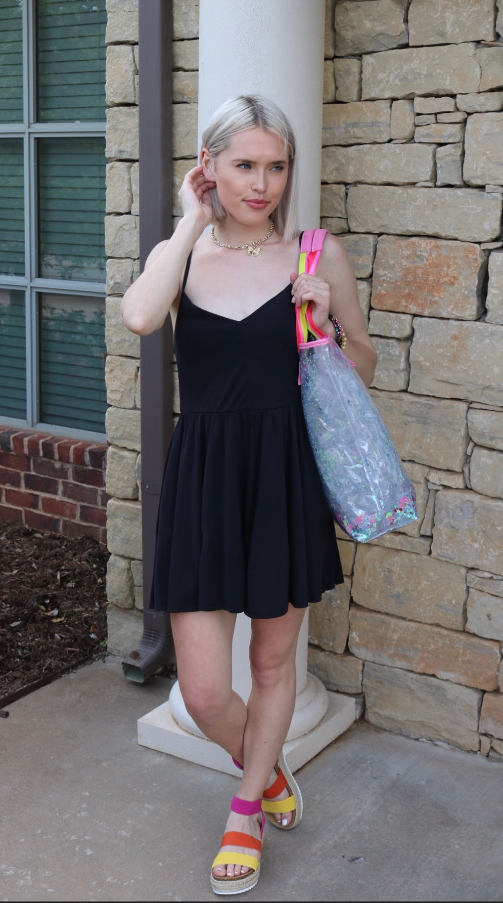 RELY Strappy~Back Knit Short Romper