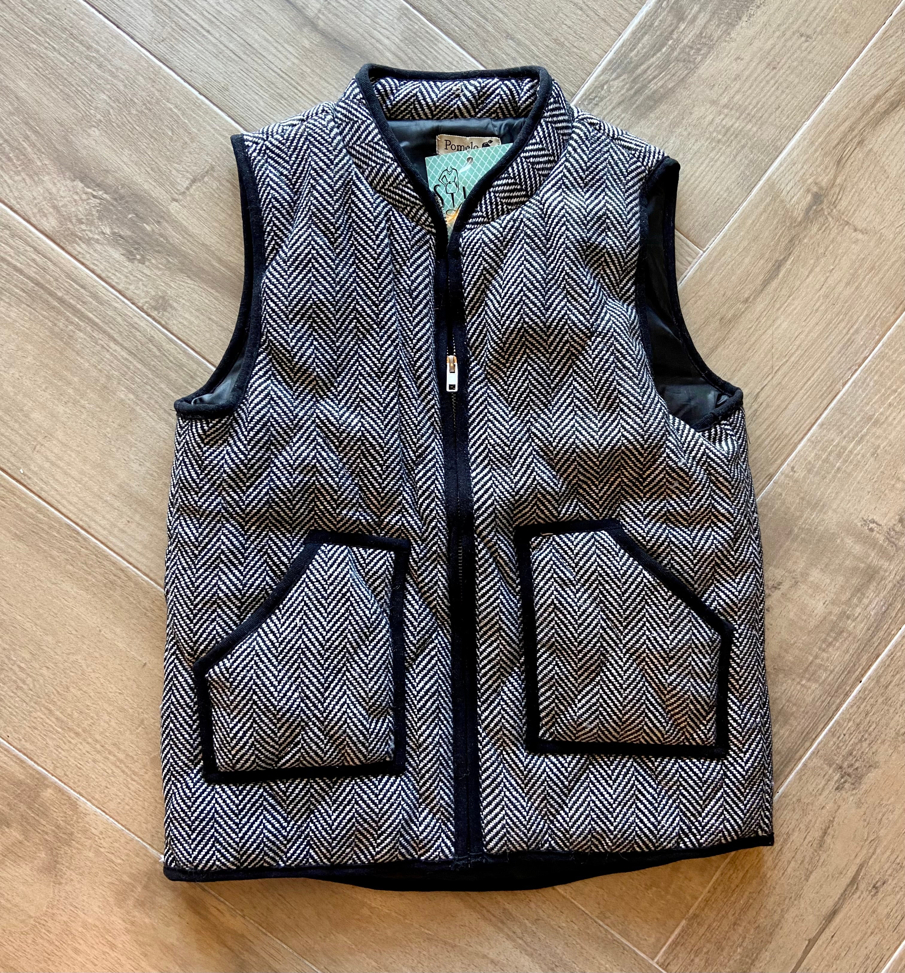 POMELO Black/White UPPER CRUST Quilted Vest