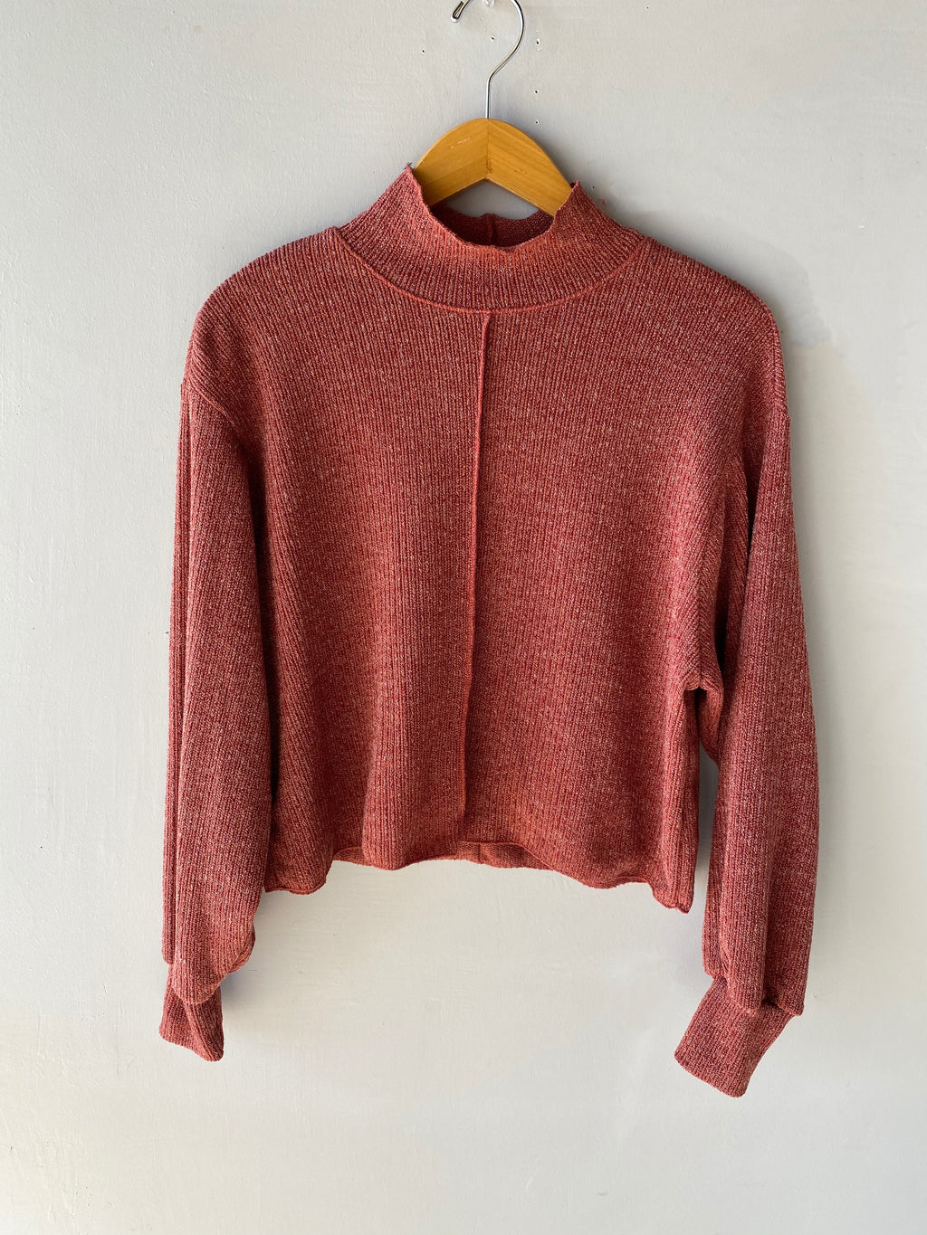 JEOPARDY MockNeck Expose Seam Knit Sweater