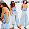FREE PEOPLE V-Neck ALORA TieBack Denim Jumpsuit
