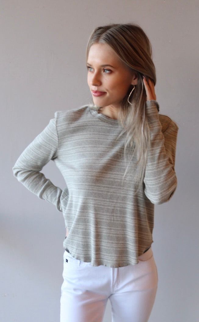 BOBI Locals Only Stripe IMPULSE CropWaist RibKnit Top