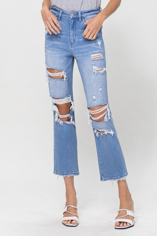 VERVET HiRise LEONA StraightLeg Crop Distressed Jean