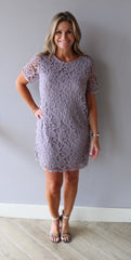 STRUCTURE Crochet Lace Short Sleeve Shift Dress
