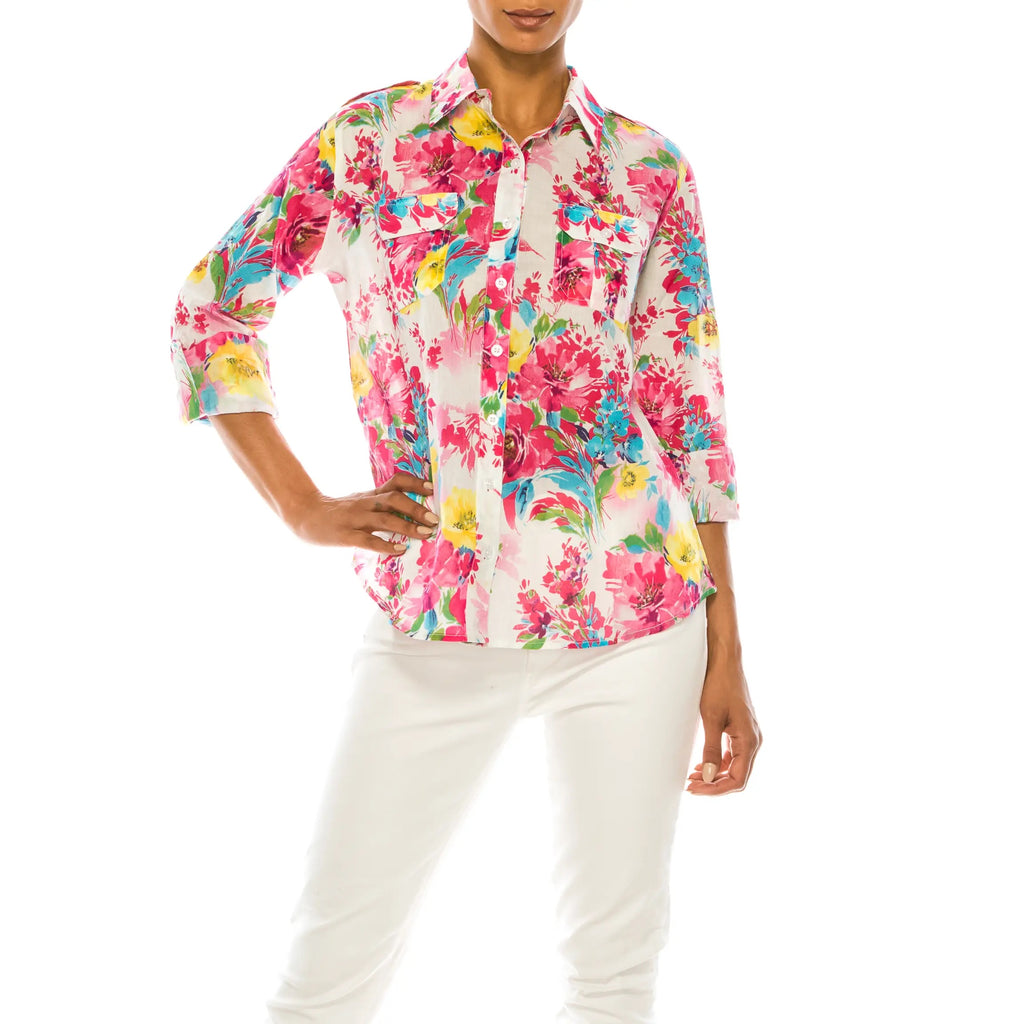 Floral SCOUT ButtonDown Voile Top