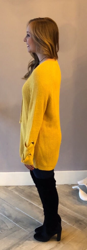 WINDSOR LaceUp Neck Tunic Sweater Top