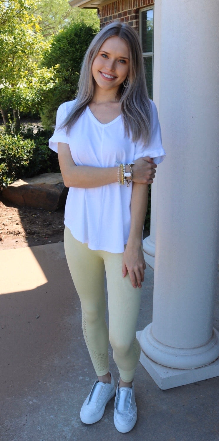 BOBI Lightweight Jersey MAYFAIR V-Neck RollSleeve RoundHem Top