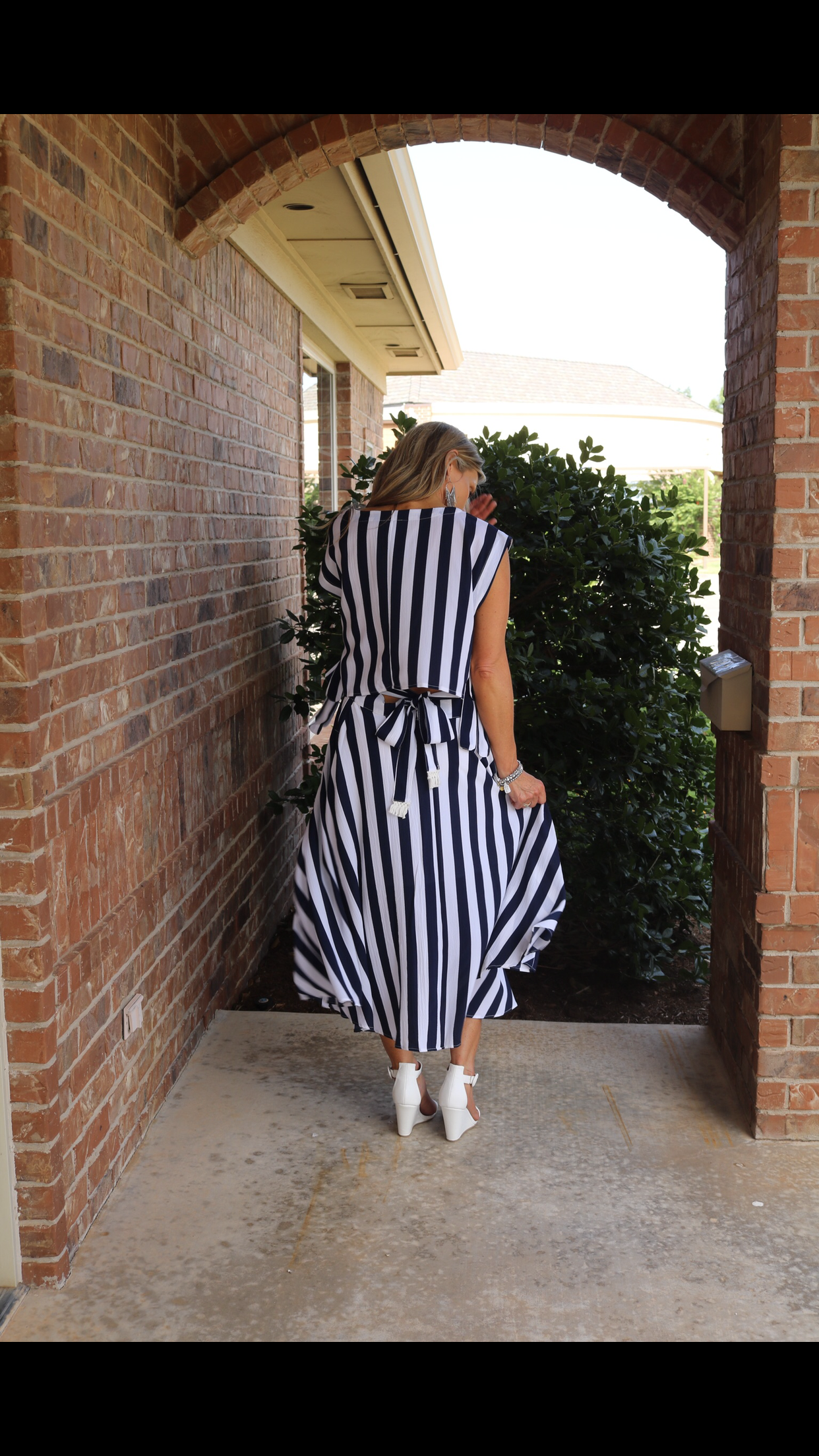 Umgee PORTIFINO 2pc Stripe CapSleeve/TieBack Skirt Set