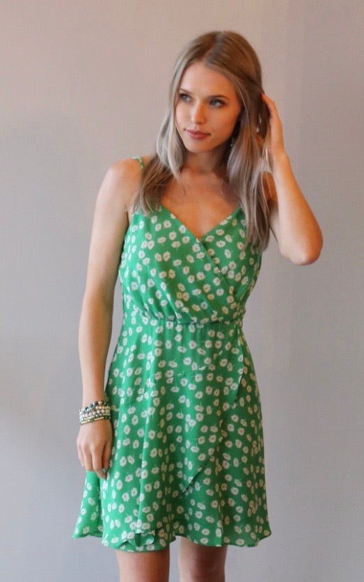 RELIEF Floral Surplice V-Neck Layer Chiffon Dress