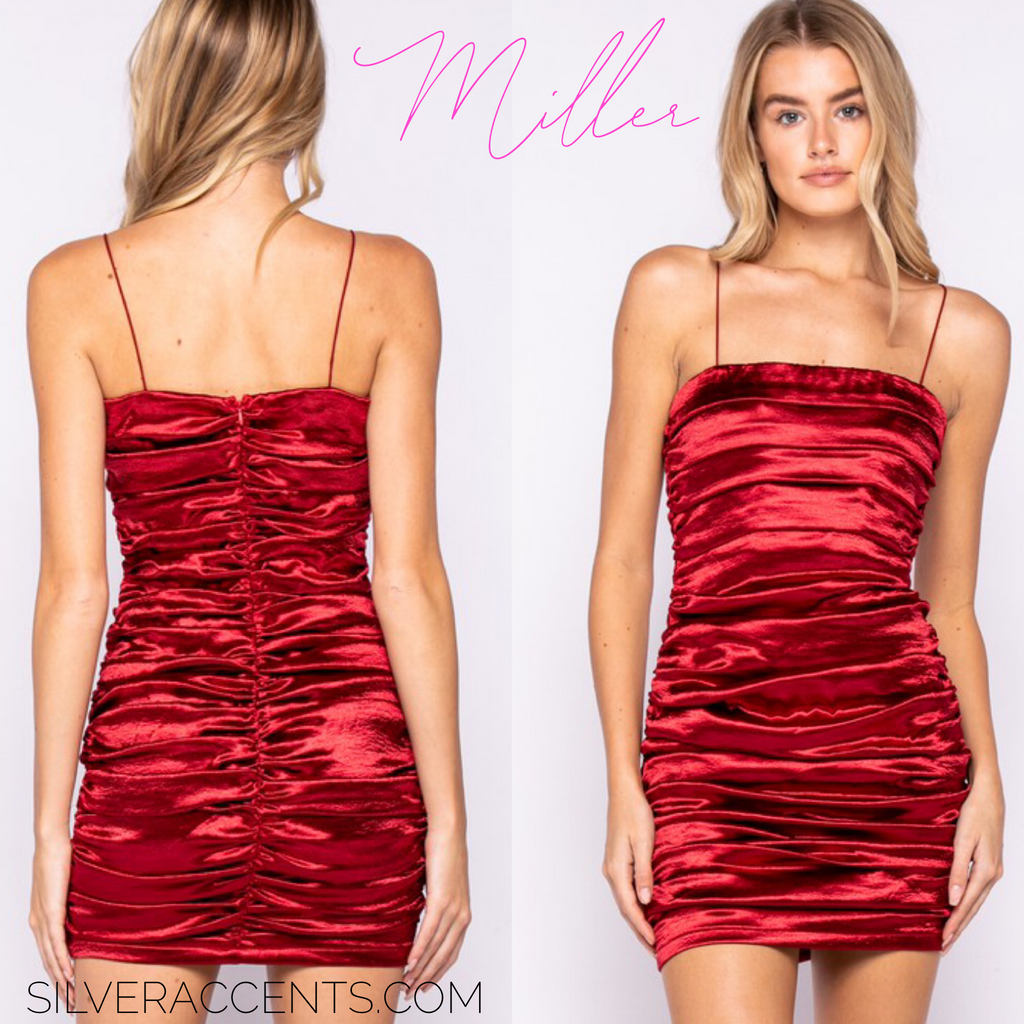 MILLER Pleated MatteSatin Bodycon Dress