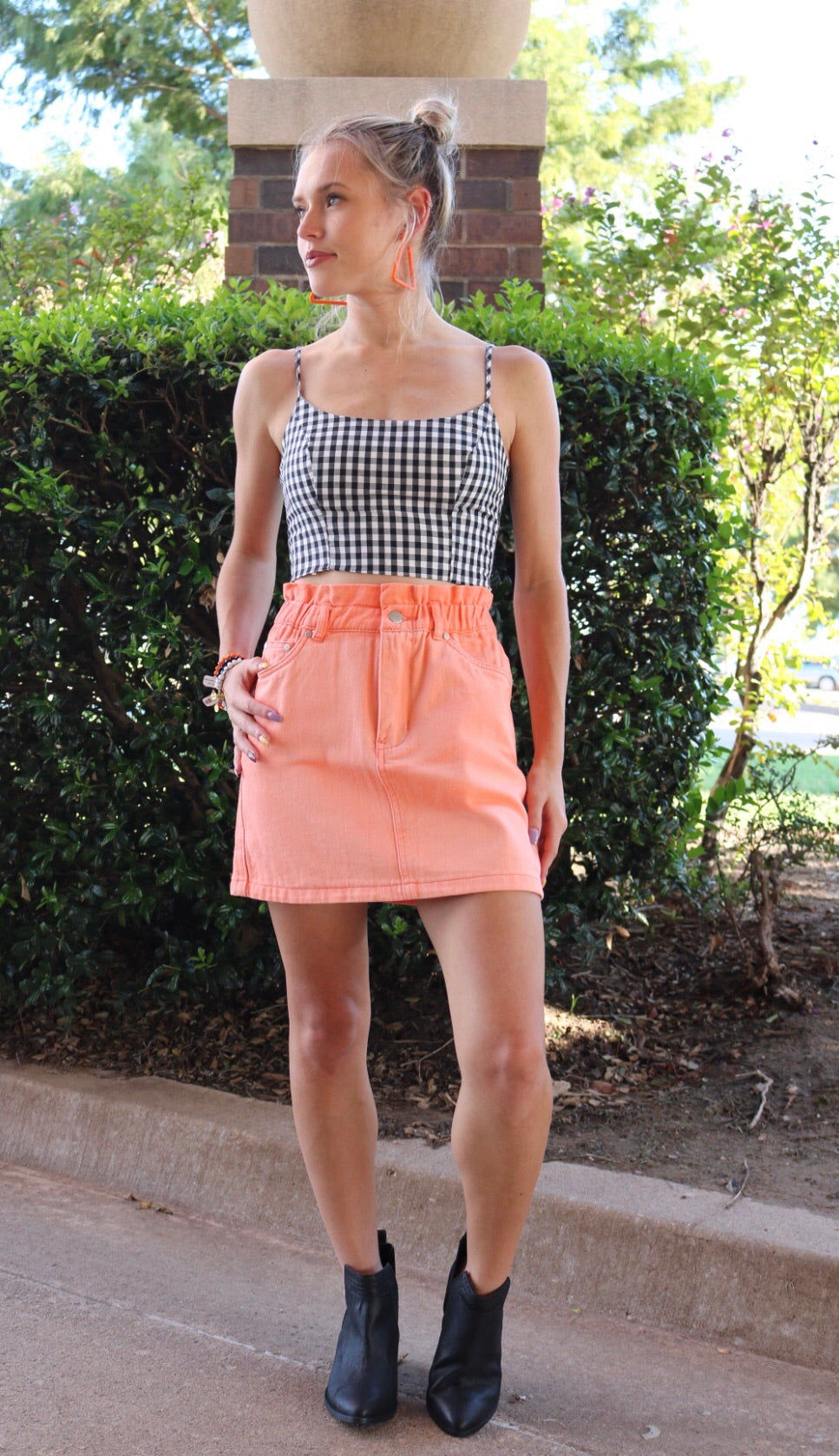 RANK Gingham Plaid Woven Crop Top